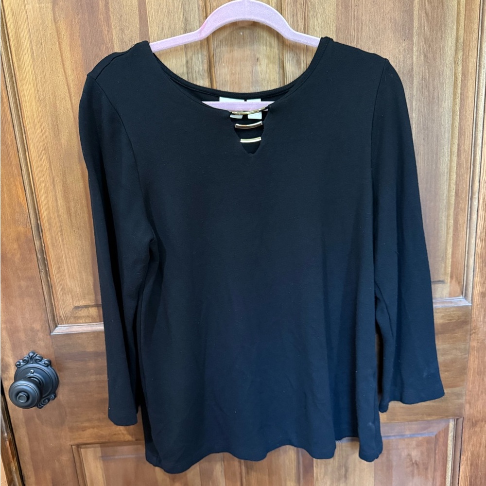 Chico's Black Top with Gold Accents Size 2 Women's